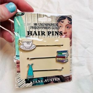 SOLD FWP Jane Austen Unemployed Philosopher’s Guild themed literary hair pins